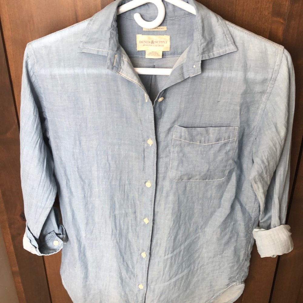 Ralph Lauren Women’s button down XS boyfriend fit blue shirt